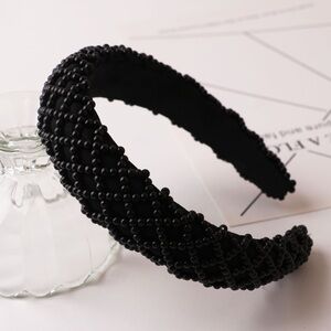 Elegant Black Beaded Headband